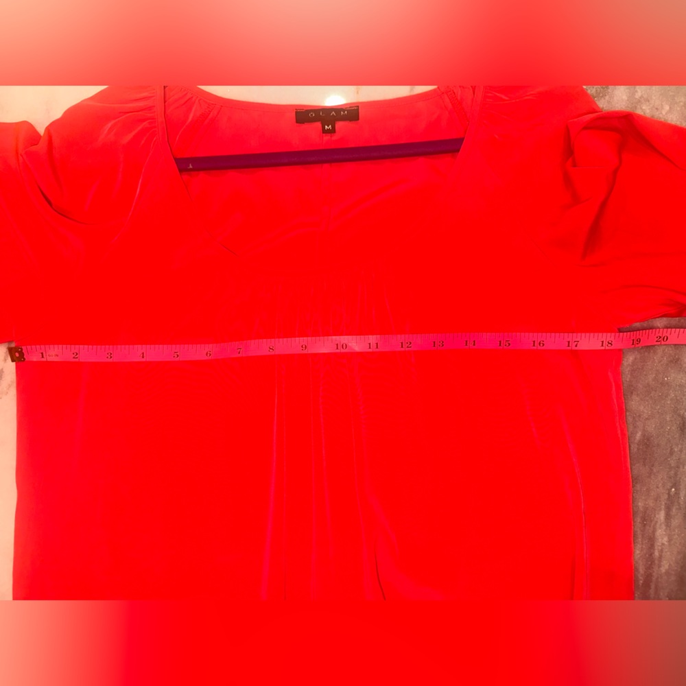 Glam Bright Red Dress Flare 3/4 Length Sleeve Size Medium - Picture 7 of 9